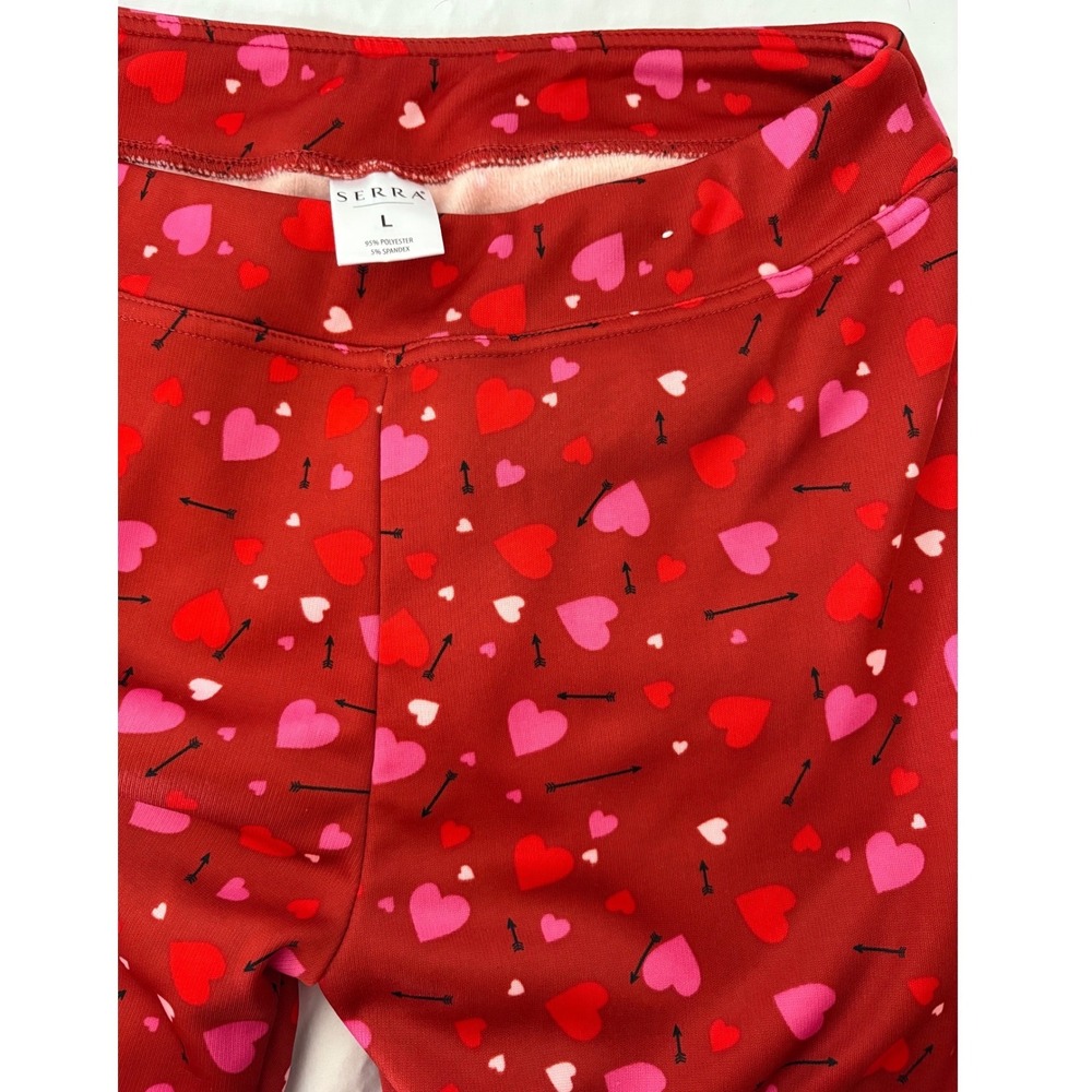 Serra Hearts and Arrows Print Leggings Women's Size L‎ Red Pink Valentine's Day
